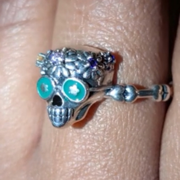 Quality Gothic Skull Dainty Unique Flower Adjustable Stunning Ring in 925 Silver - Picture 16 of 16